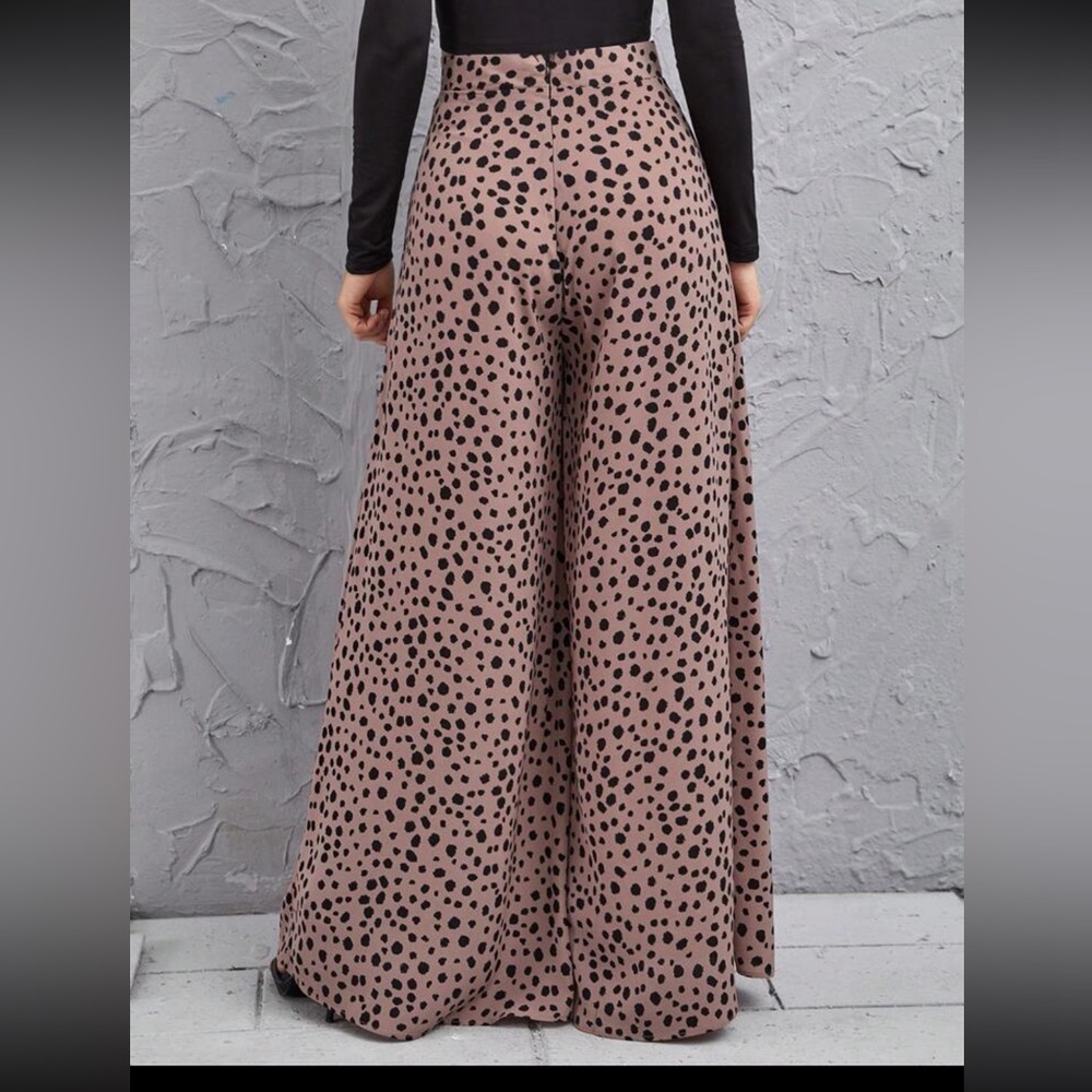 SHEIN VCAY Speckled Print High-Rise Wide Leg Pants Sz L (12-14) - Picture 2 of 5